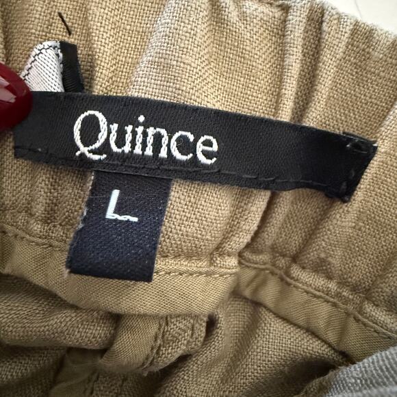 QUINCE | 100% Linen Relaxed Fit Tapered Ankle Pull on pants Tan Khaki | Large - Picture 7 of 7